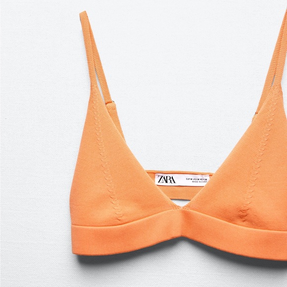 ZARA Orange Knit Triangle Bralette - Picture 4 of 8